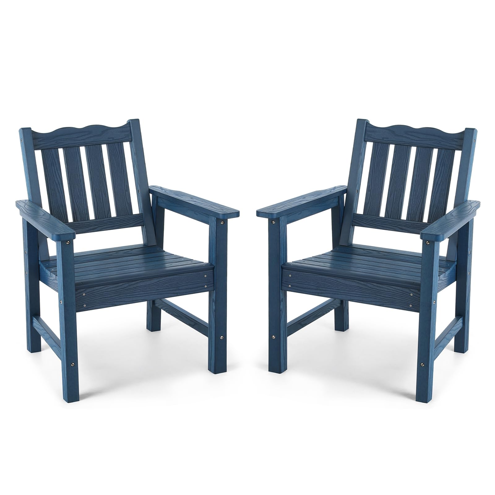 Stoog All-Weather Patio Chairs Set Of 2, Heavy Duty Outdoor Chairs With 400 Lbs Weight Capacity, Garden Chair For Backyard, Deck, Lawn & Porch, Blue