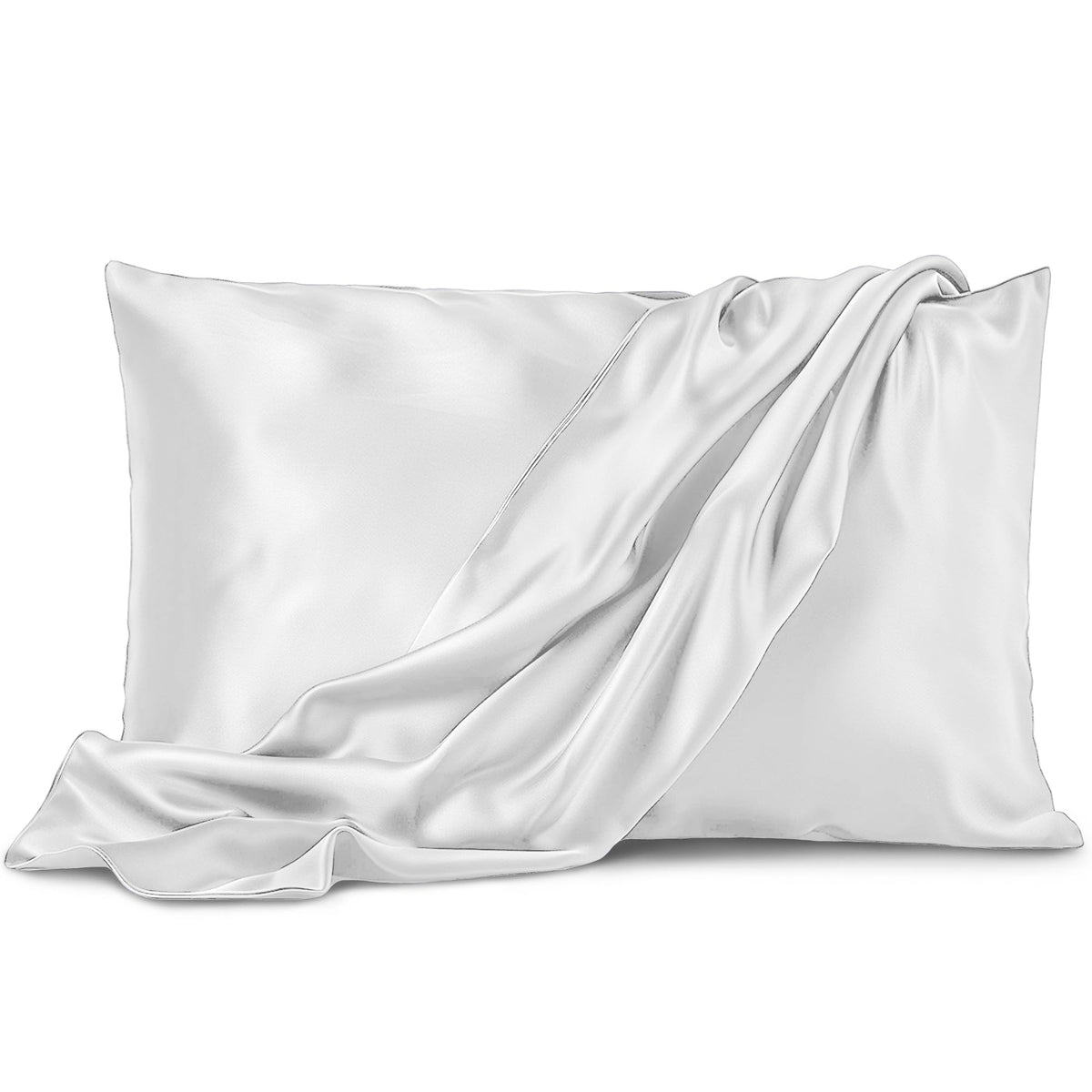 Pure Bedding Satin Pillowcase 2 Pack - King Size (20'X40', White) - Silky Pillow Cases For Hair And Skin - Satin Pillow Covers