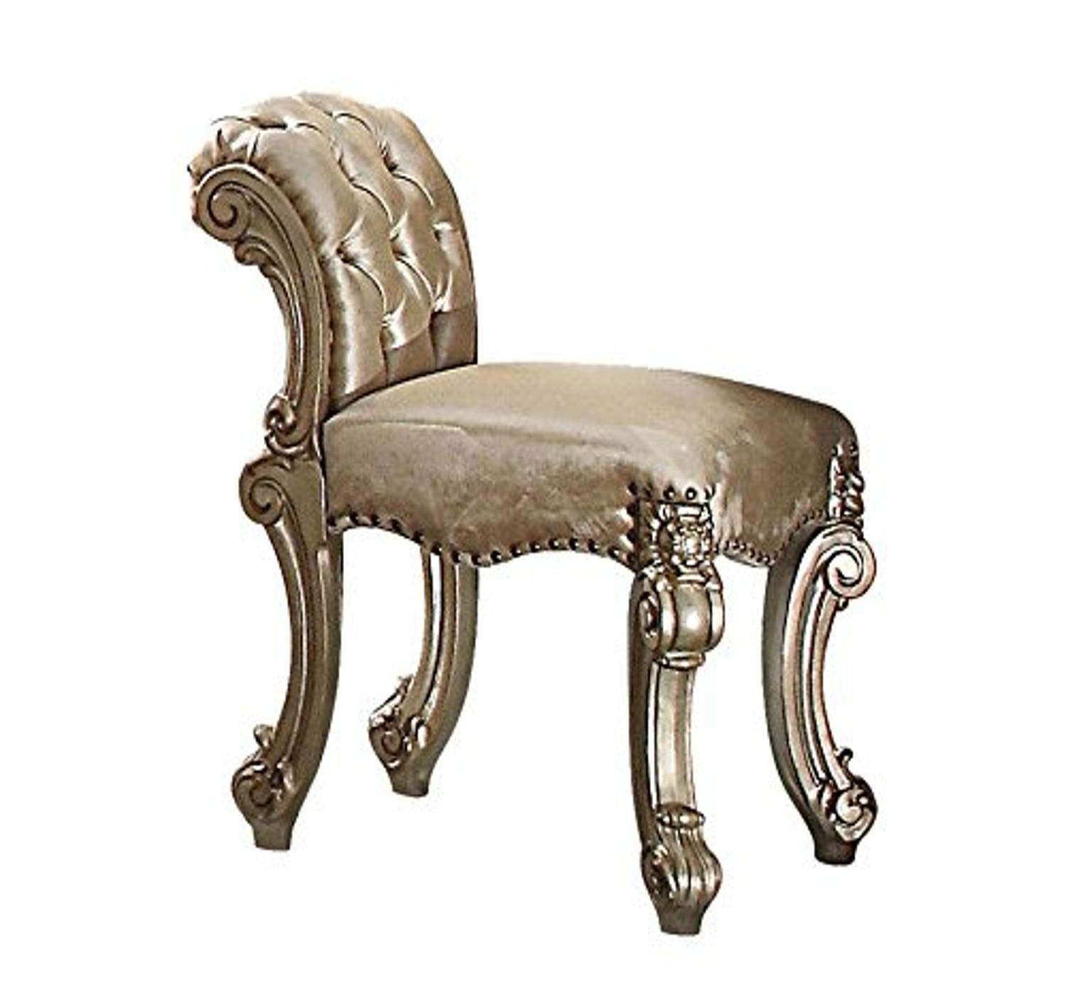 AcME Vendome Vanity Stool - 23008 - Fabric - gold Patina & Bone