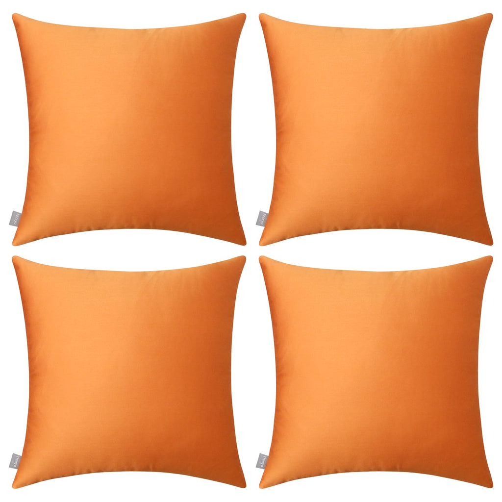 Thmyo 4-Pack 100% Cotton Comfortable Solid Decorative Throw Pillow Case, Square Cushion Cover Pillowcase Sublimation Blank Pillow Covers Diy Throw Pillowcase For Sofa(20X20 Inch/ 50X50Cm,Fall Orange)