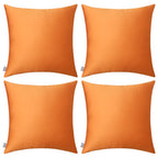 Thmyo 4-Pack 100% Cotton Comfortable Solid Decorative Throw Pillow Case, Square Cushion Cover Pillowcase Sublimation Blank Pillow Covers Diy Throw Pillowcase For Sofa(20X20 Inch/ 50X50Cm,Fall Orange)