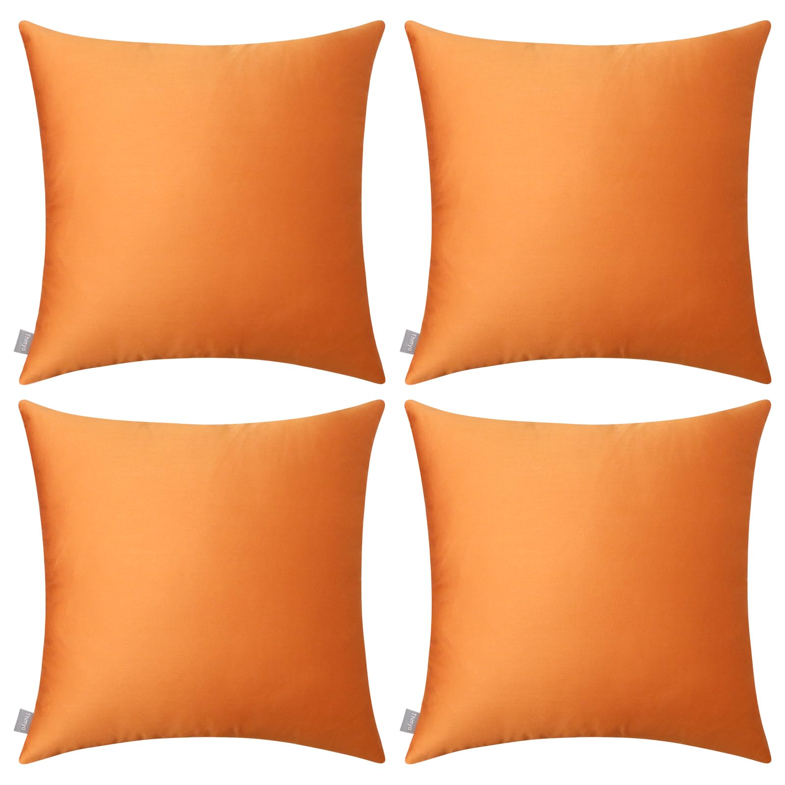 Thmyo 4-Pack 100% Cotton Comfortable Solid Decorative Throw Pillow Case, Square Cushion Cover Pillowcase Sublimation Blank Pillow Covers Diy Throw Pillowcase For Sofa(20X20 Inch/ 50X50Cm,Fall Orange)