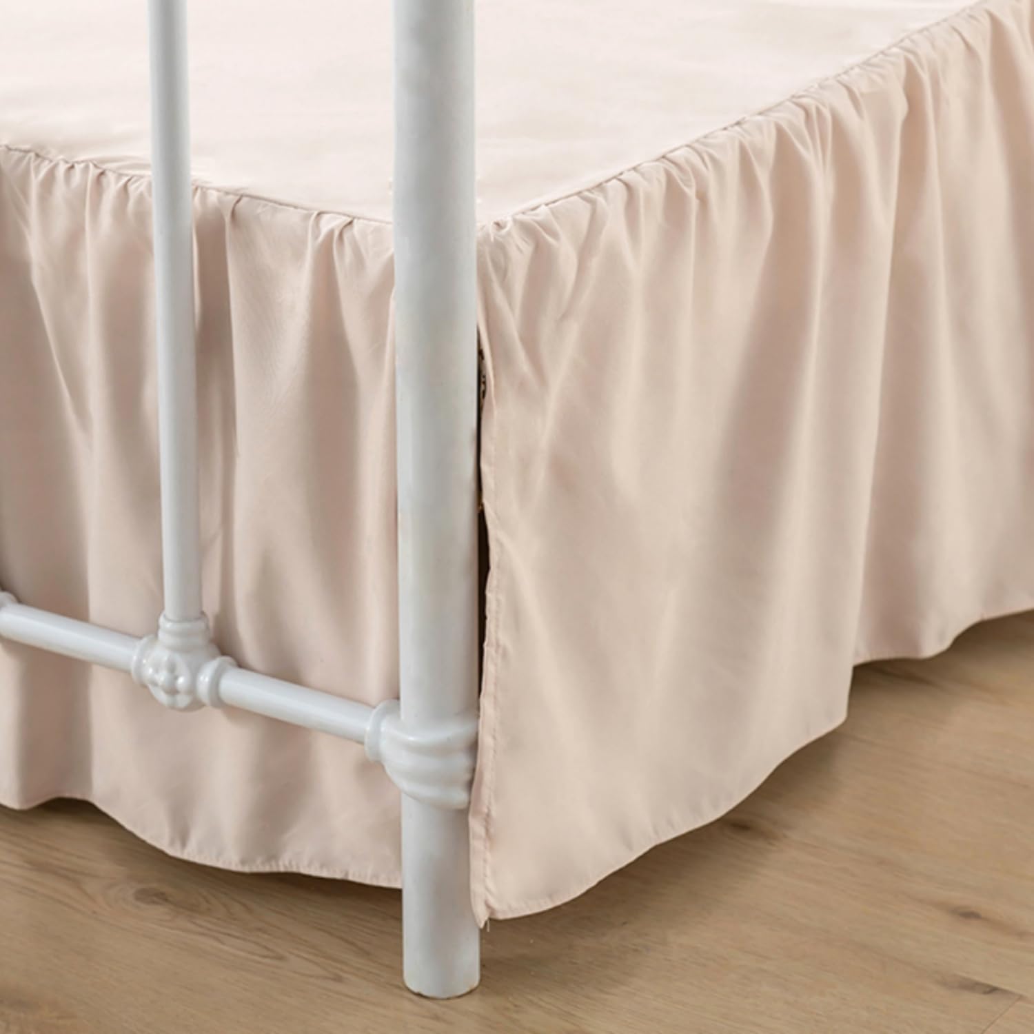 Xuan Dian Bed Skirt King Size Ruffled Bed Skirts With Split Corners, 14 Inch Drop Dust Ruffle Bed Skirt With Platform, Cream, 14