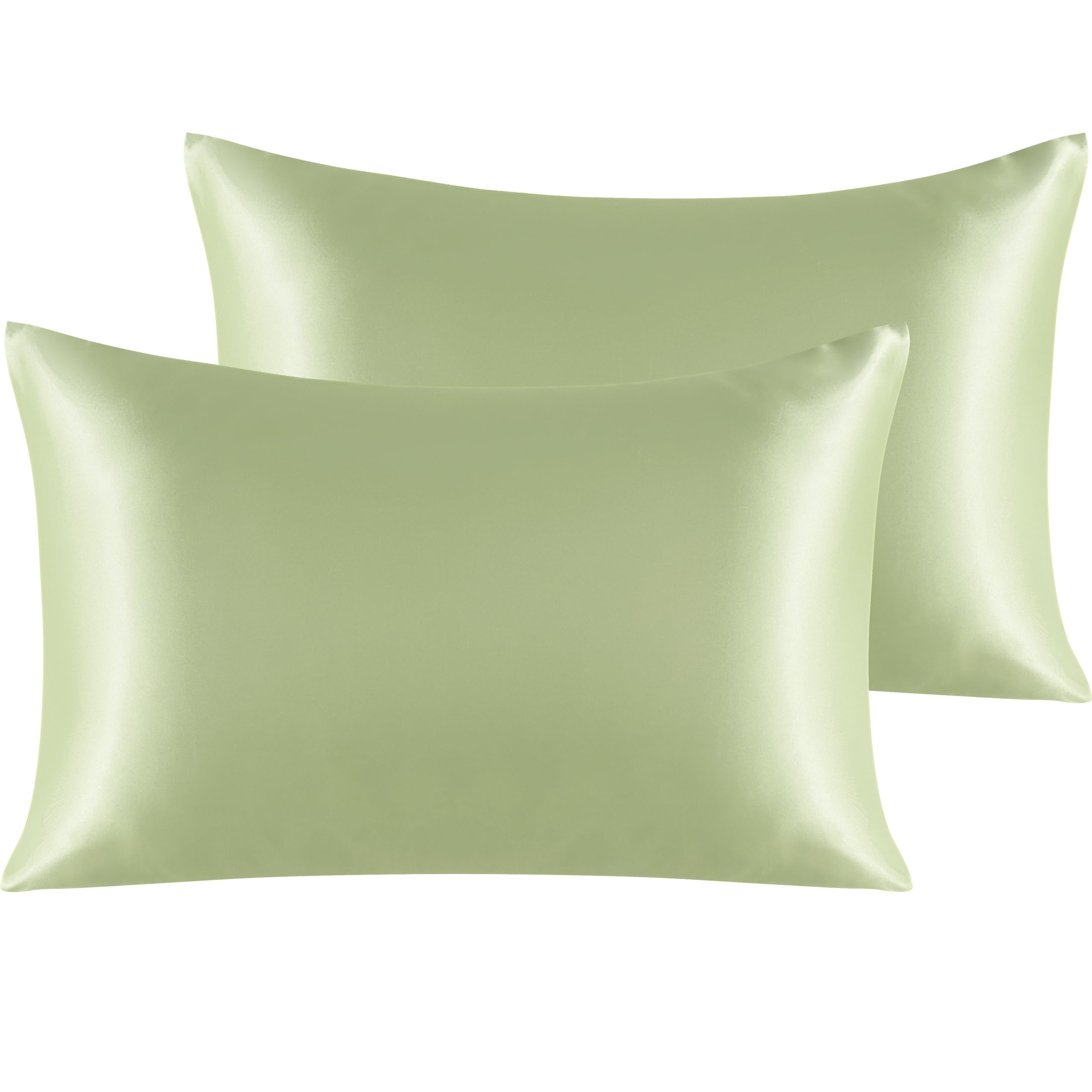 Ntbay 2 Pack Satin Queen Pillowcases For Hair And Skin, Luxurious And Silky Pillow Cases With Envelope Closure, 20X30 Inches, Sage Green