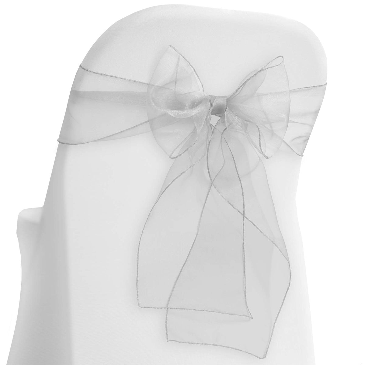 Lann'S Linens - 10 Elegant Organza Wedding/Party Chair Cover Sashes/Bows - Ribbon Tie Back Sash - White