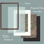Golden State Art, 16X24 Picture Frame With Mat For 12X18 - High Definition Glass Wall Mounting Horizontal Vertical Display (Brow