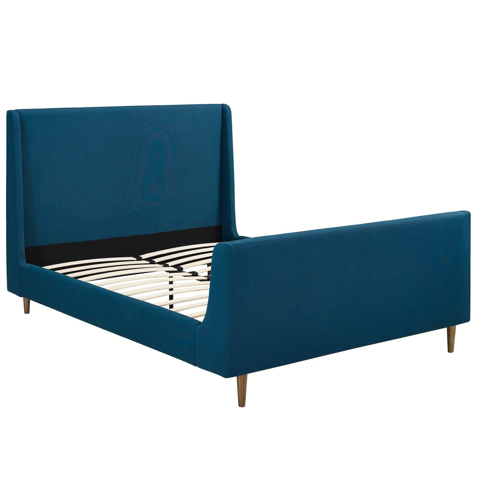 Modway Aubree Upholstered Fabric Sleigh Queen Platform Bed In Azure