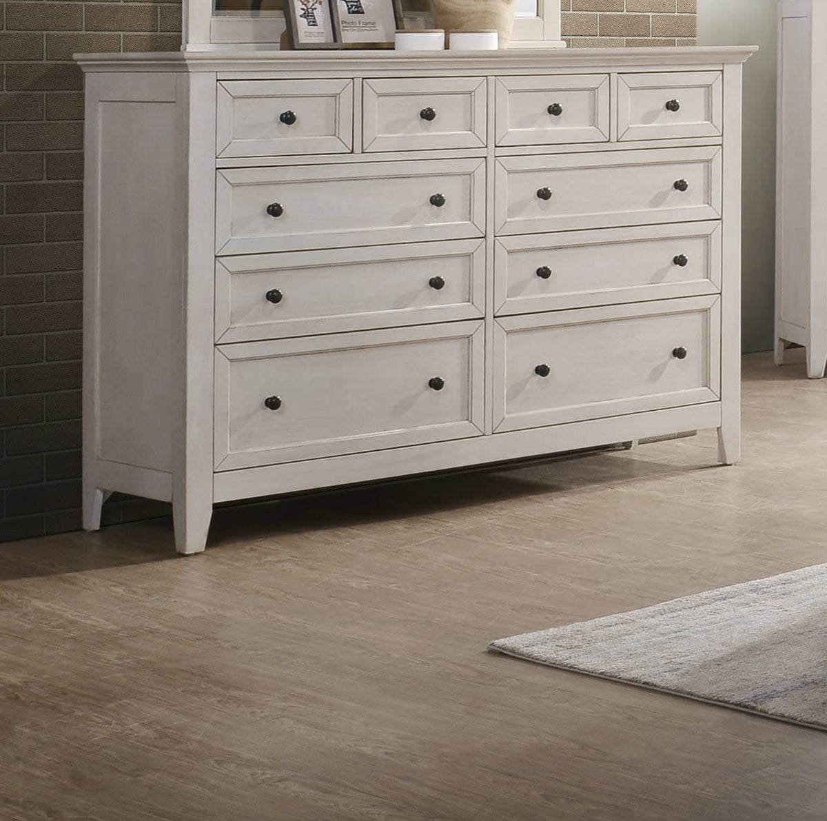 Intercon San Mateo 10 Drawers, Rustic White Dresser