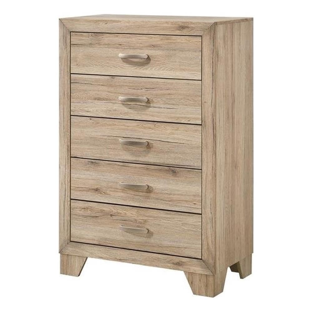 Acme Miquell 5-Drawer Wooden Chest In Natural