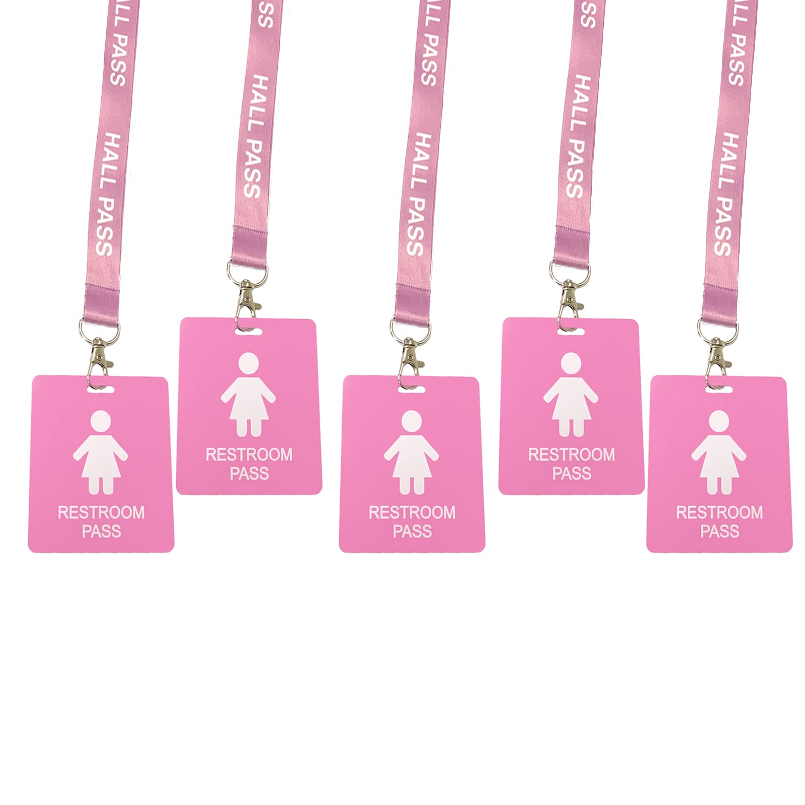 Hall Pass Lanyards With Card Passes,Unbreakable School Classroom Passes Set For Teacher Parents (Hall Bathroom Library Office &