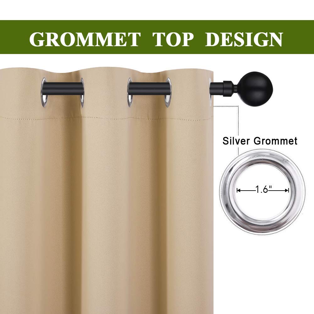 Nicetown Thick Blackout Curtain And Drape - (120 X 84, Biscotti Beige, 1 Panel) Thermal Insulated Grommet Top Window Drapery For Bedroom, Block Out Light Curtain Panel