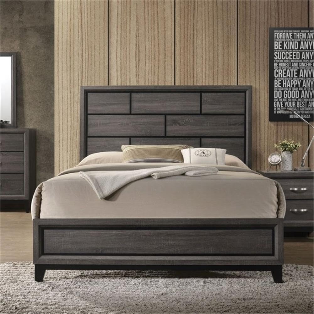 Acme Valdemar Eastern King Bed In Weathered Gray