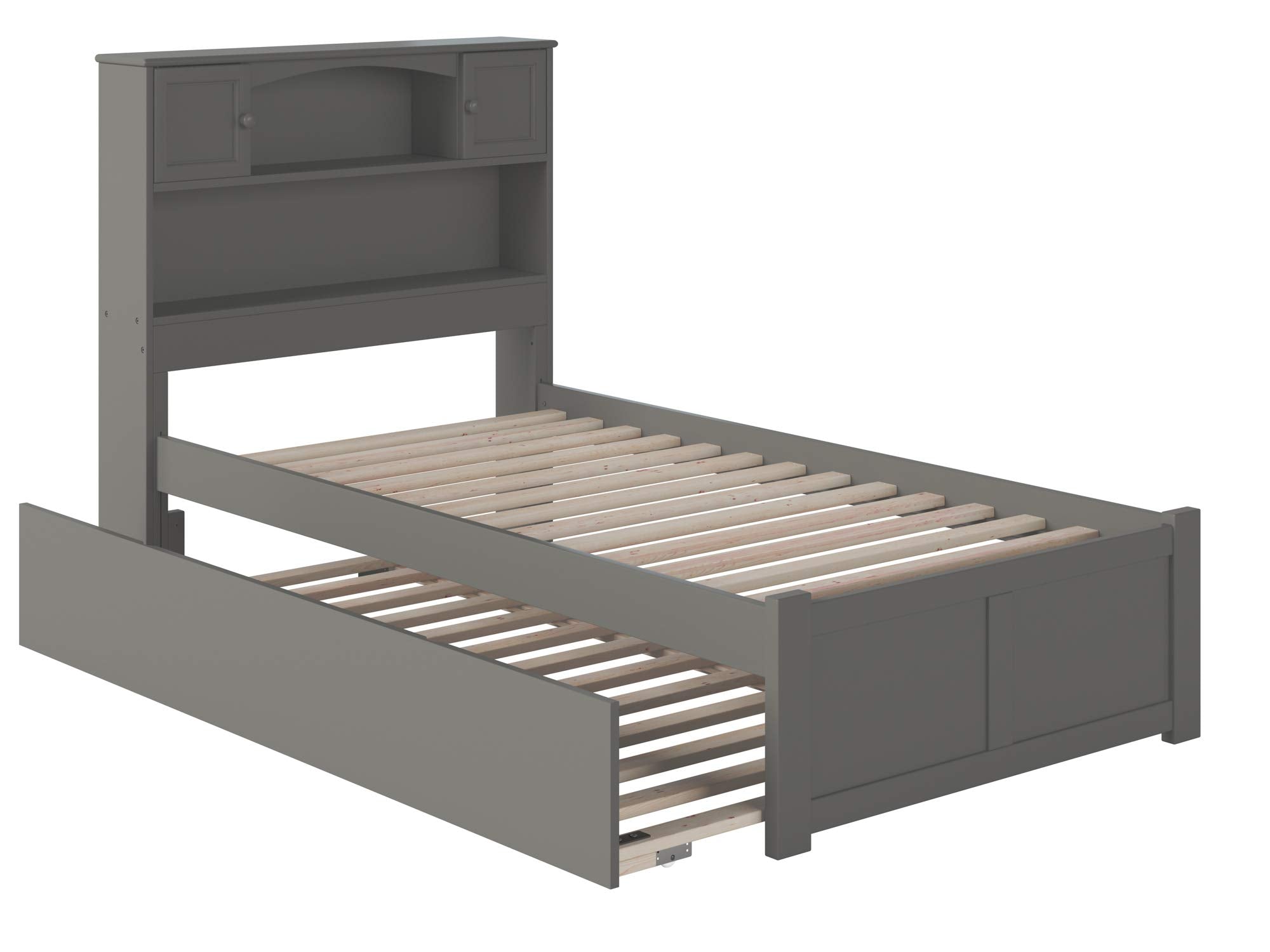 AFI Newport Twin XL Size Platform Bed with Footboard & Twin XL Trundle in Grey