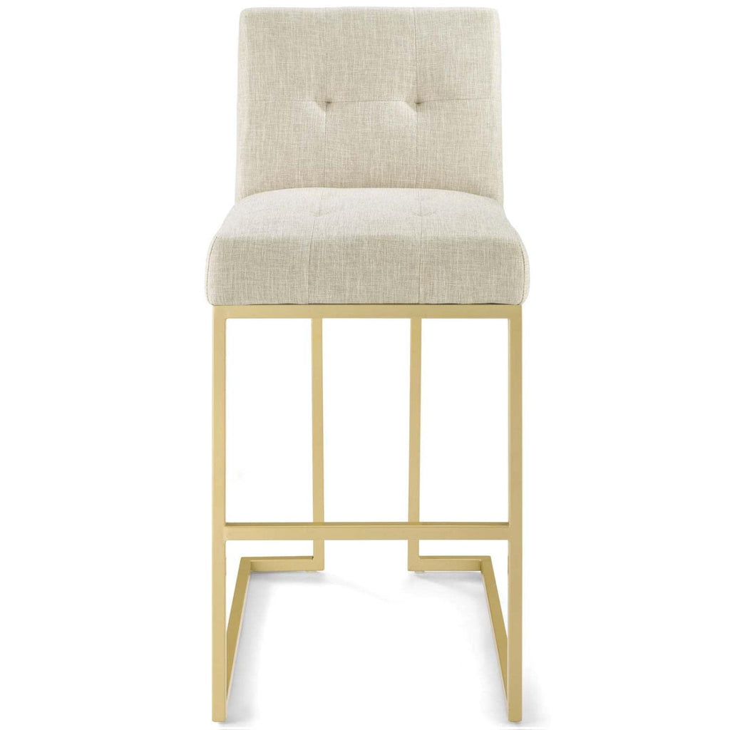 Modway Privy Stainless Steel Upholstered Fabric Bar Stool, Gold Beige