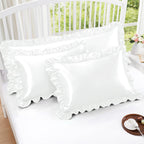 Homiest Ruffle Satin Pillowcase For Hair And Skin, King Size Satin Pillow Covers Silky Pillow Cases Set Of 2, Satin Ruffled Pill
