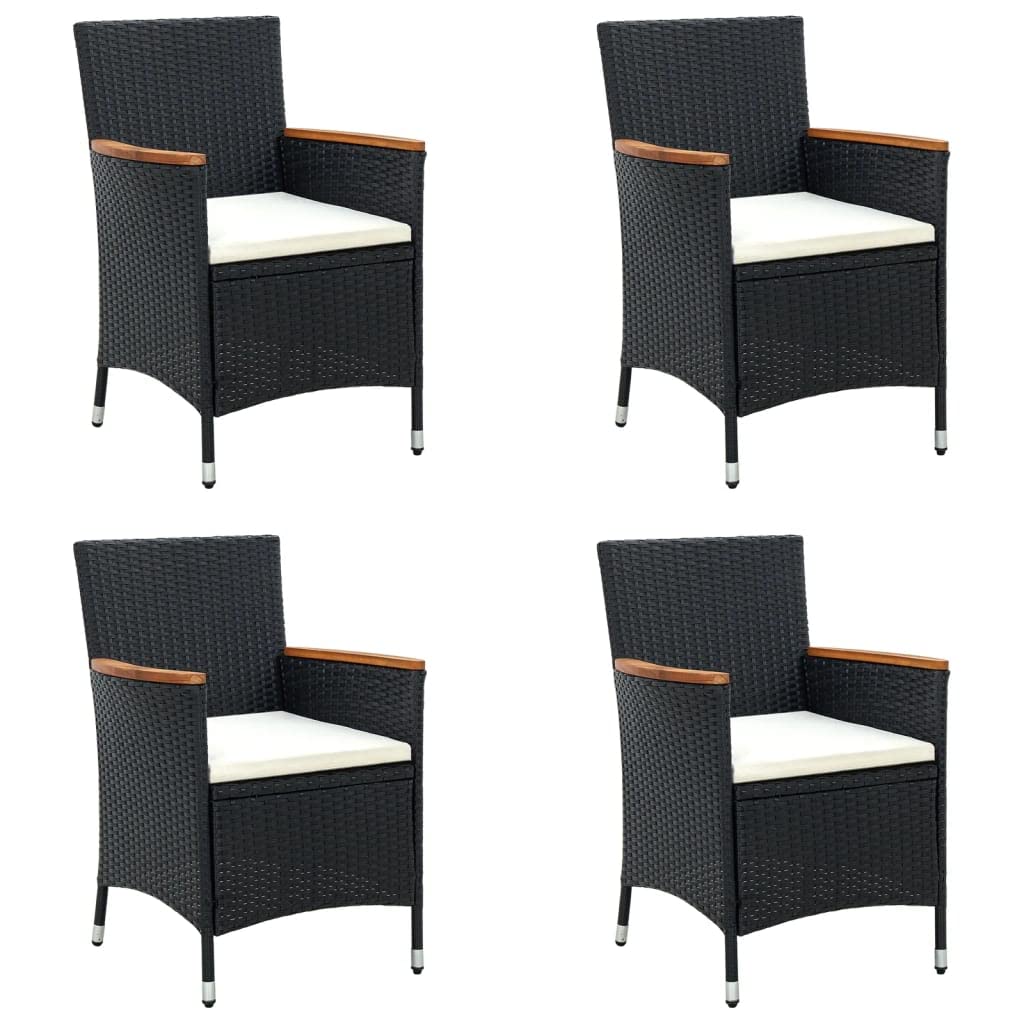 VidaBella Poly Rattan Black Patio Dining Chairs (4 pcs)