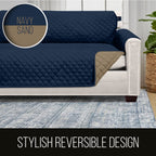 Sofa Shield Patented Chair Slipcover, Reversible Tear Resistant Soft Quilted Microfiber, 23” Seat Width, Durable Furniture Stain Protector With Straps, Washable Cover For Dogs, Kids, Navy Sand