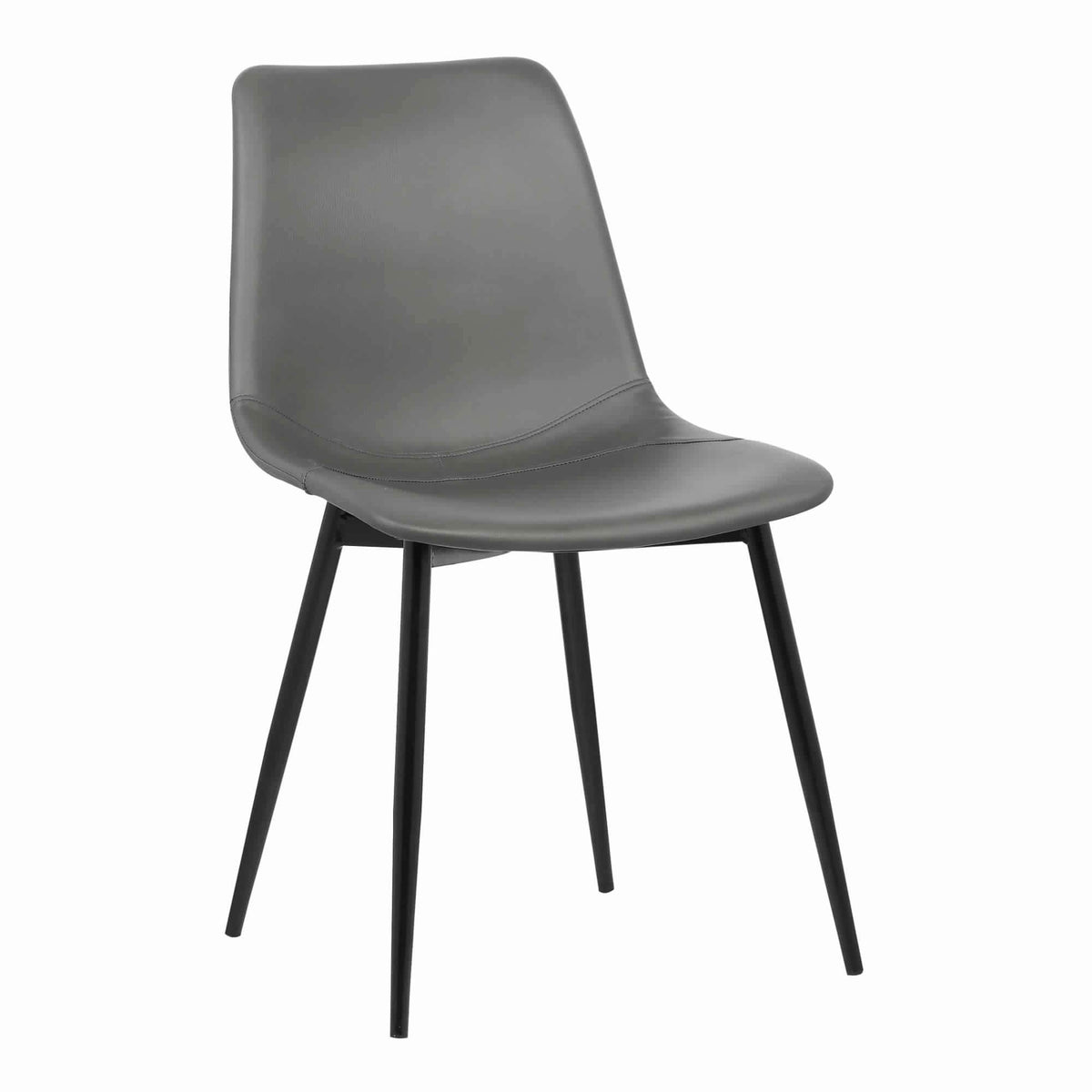 Benjara Leatherette Dining Chair With Bucket Seat And Metal Legs, Black And Gray