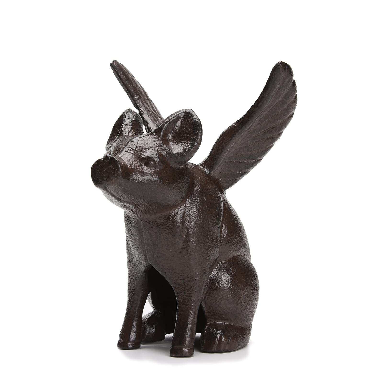 Brasstar Cast Iron Sitting Flying Pig Statue Paperweight Garden Home Office Desk Decor Collection Animal Figurine Tqgjpt179