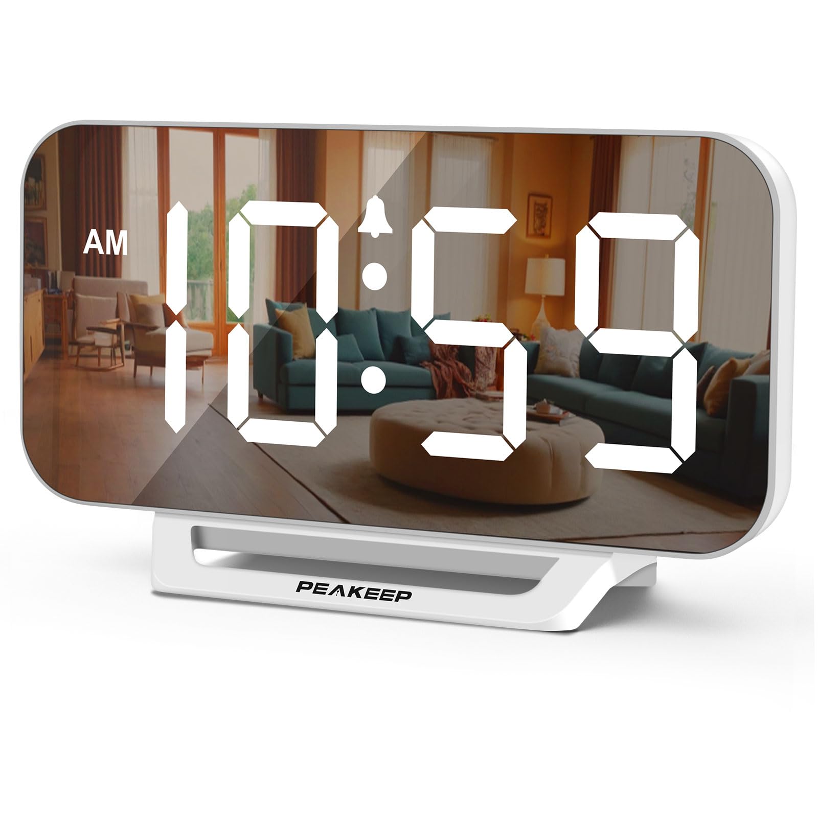 Peakeep Small Digital Alarm Clock for Desk, Plug in Electric Large Numbers Clock Battery Backup for Bedrooms, Loud for Heavy Sle