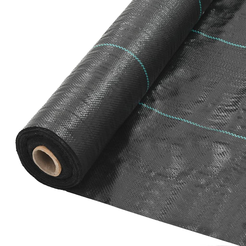 vidaXL Weed Control & Root Control Barrier Fabric - Effective Polypropylene Black Weed Membrane with Green Stripes - Versatile Landscape Fabric for Gravel Driveways, Garden Patios, Decks