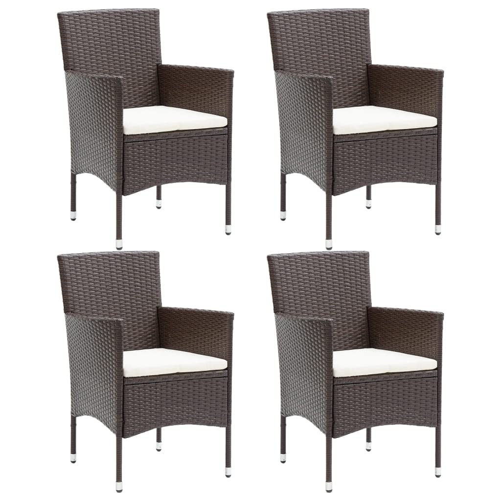 Patio Dining Chairs 4 pcs Poly Rattan Brown