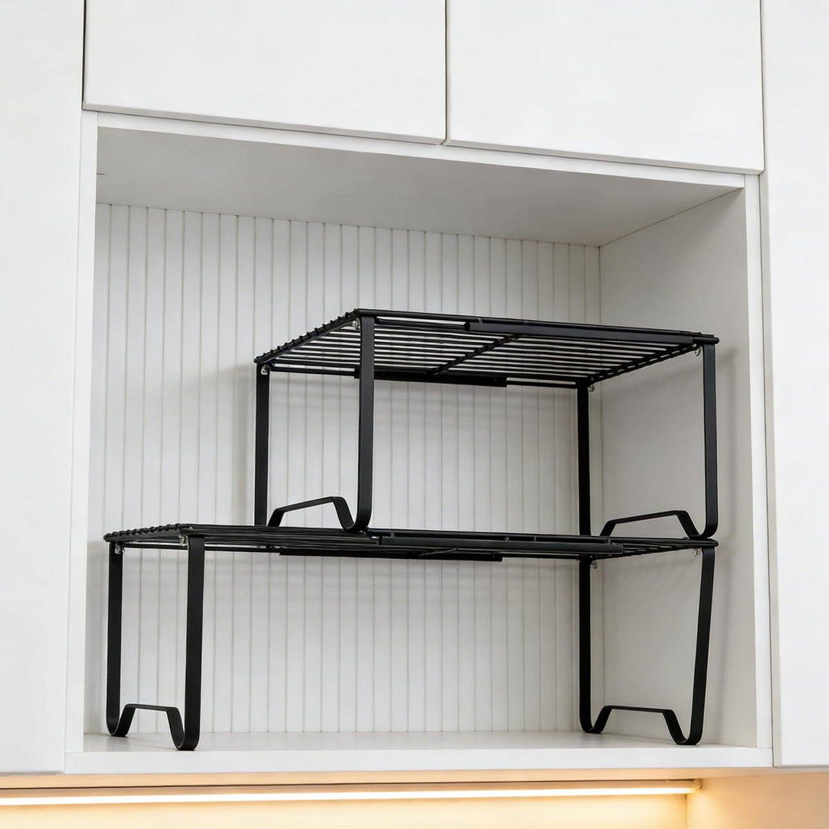 JBESUHI Extendable Metal Wire Shelf Organizer  Adjustable 1524.4in Length, Stackable Storage Rack for Kitchen, Pantry, Bathroo
