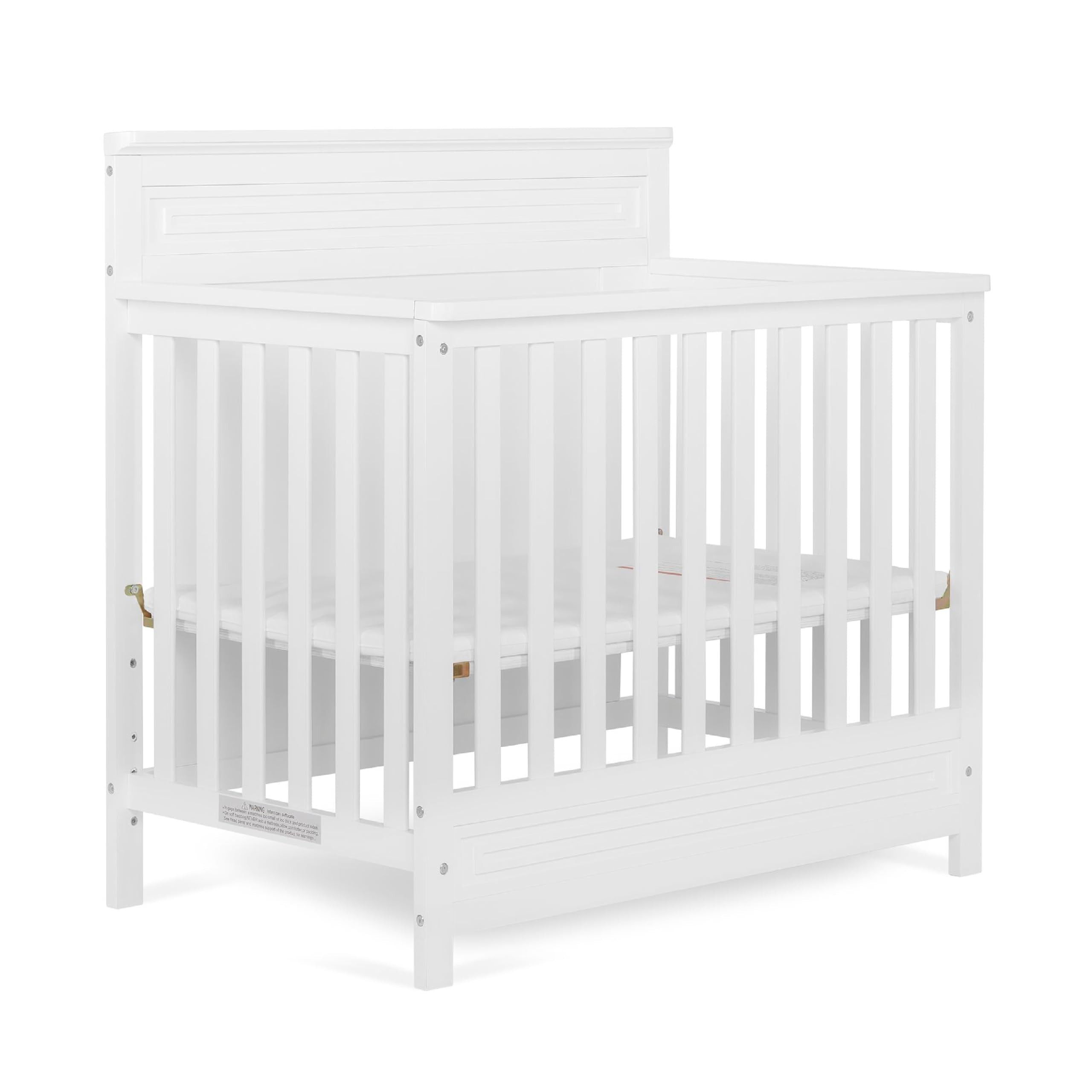 Dream On Me Harbor Full Panel 4-in-1 Convertible Mini Crib in White, Water-Based Paint Finish, JPMA Certified, 3-Position Mattre
