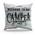 Bxfahzj Funny Welcome To Our Camper Our Happy Place Throw Pillow Cover Pillowcase Camping Theme 18X18 Inch Decor For Sofa Bed Co