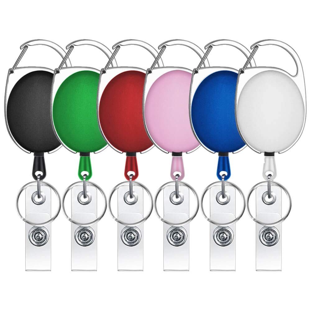 Selizo 6 Packs Retractable Badge Holder Badge Reel Carabiner Id Keychain With Clip, Assorted Color