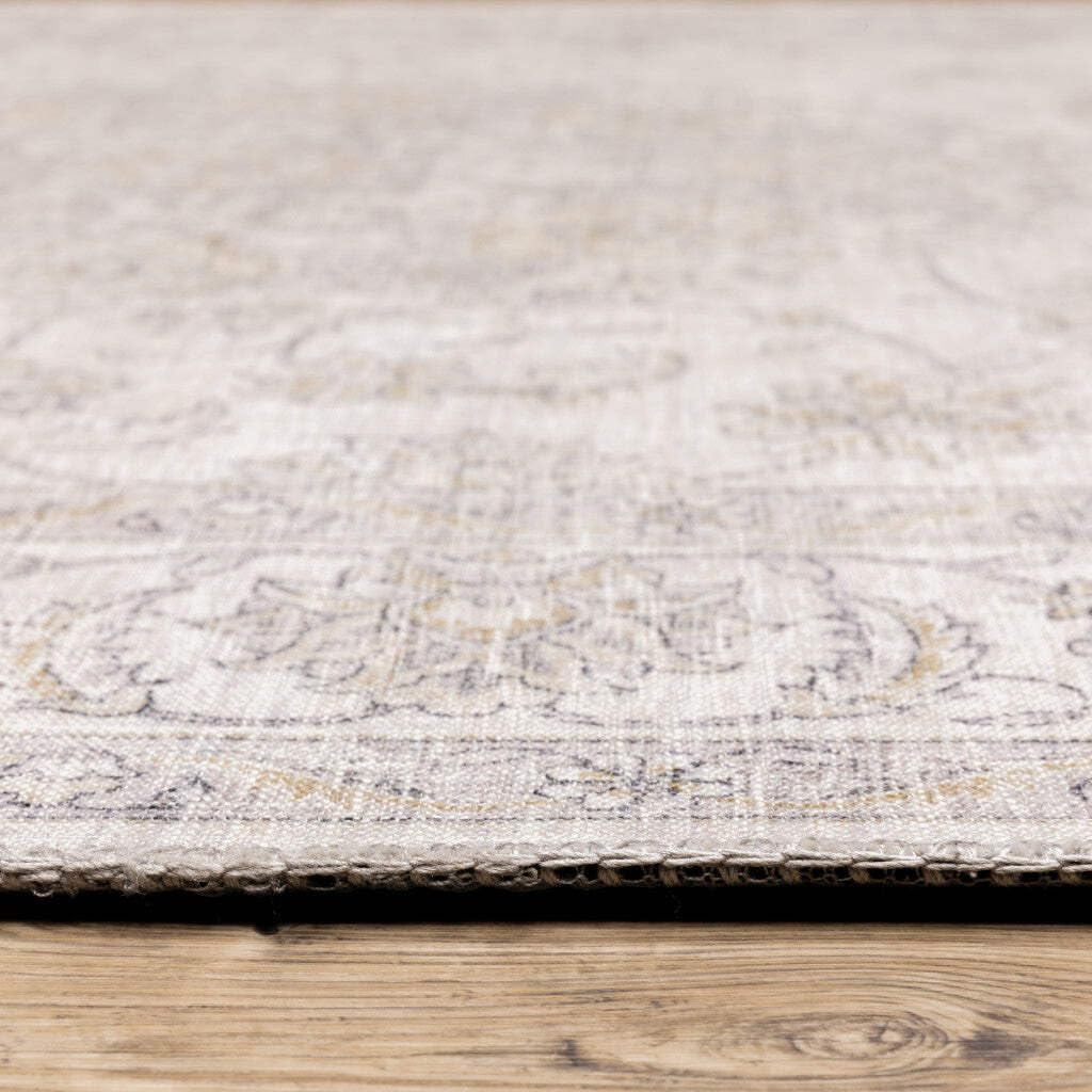 HomeRoots 509516 9 x 12 ft. Beige Gold & Gray Oriental Power Loom Stain Resistant Rectangle Area Rug