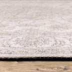 HomeRoots 509516 9 x 12 ft. Beige Gold & Gray Oriental Power Loom Stain Resistant Rectangle Area Rug
