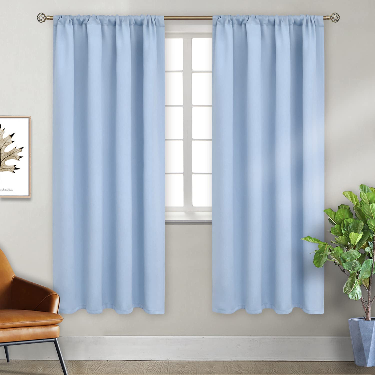 Bgment Rod Pocket Blackout Curtains For Bedroom - Thermal Insulated Room Darkening Curtain For Living Room, 42 X 72 Inch, 2 Pane