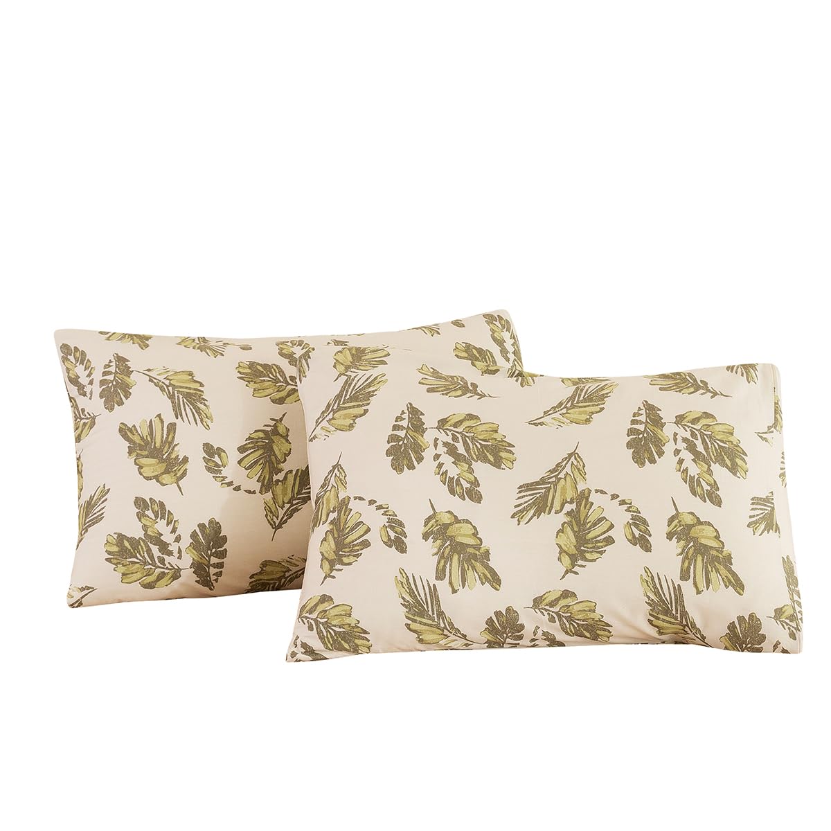 Ecocott 2 Pack Pillowcase King Size, Leaf Pattern Pillow Cases Set - 100% Cotton Pillow Covers With Envelope Closure (King, 20'