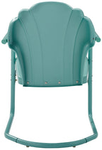 Crosley Furniture Tulip 2-Piece Outdoor Chair Set, Retro Metal Patio Chairs For Dining, Porch, Deck, Balcony, Pastel Blue Satin