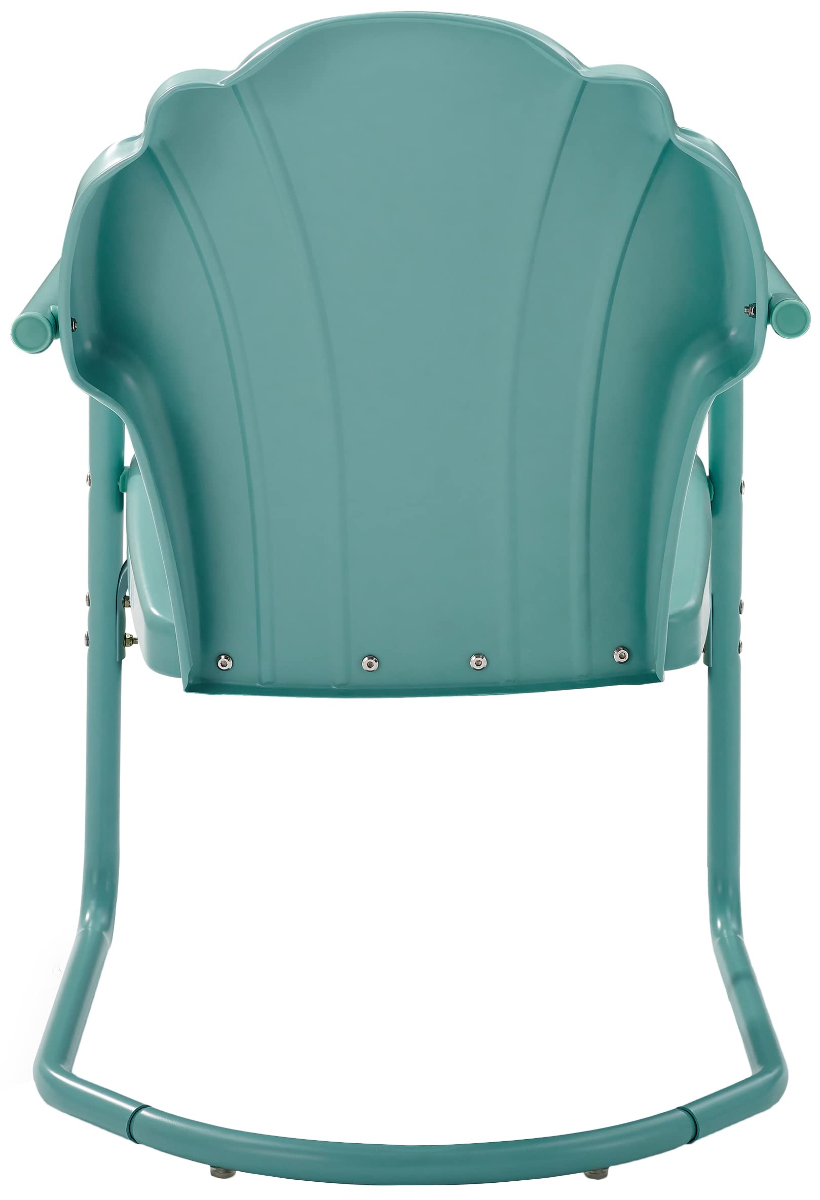 Crosley Furniture Tulip 2-Piece Outdoor Chair Set, Retro Metal Patio Chairs For Dining, Porch, Deck, Balcony, Pastel Blue Satin