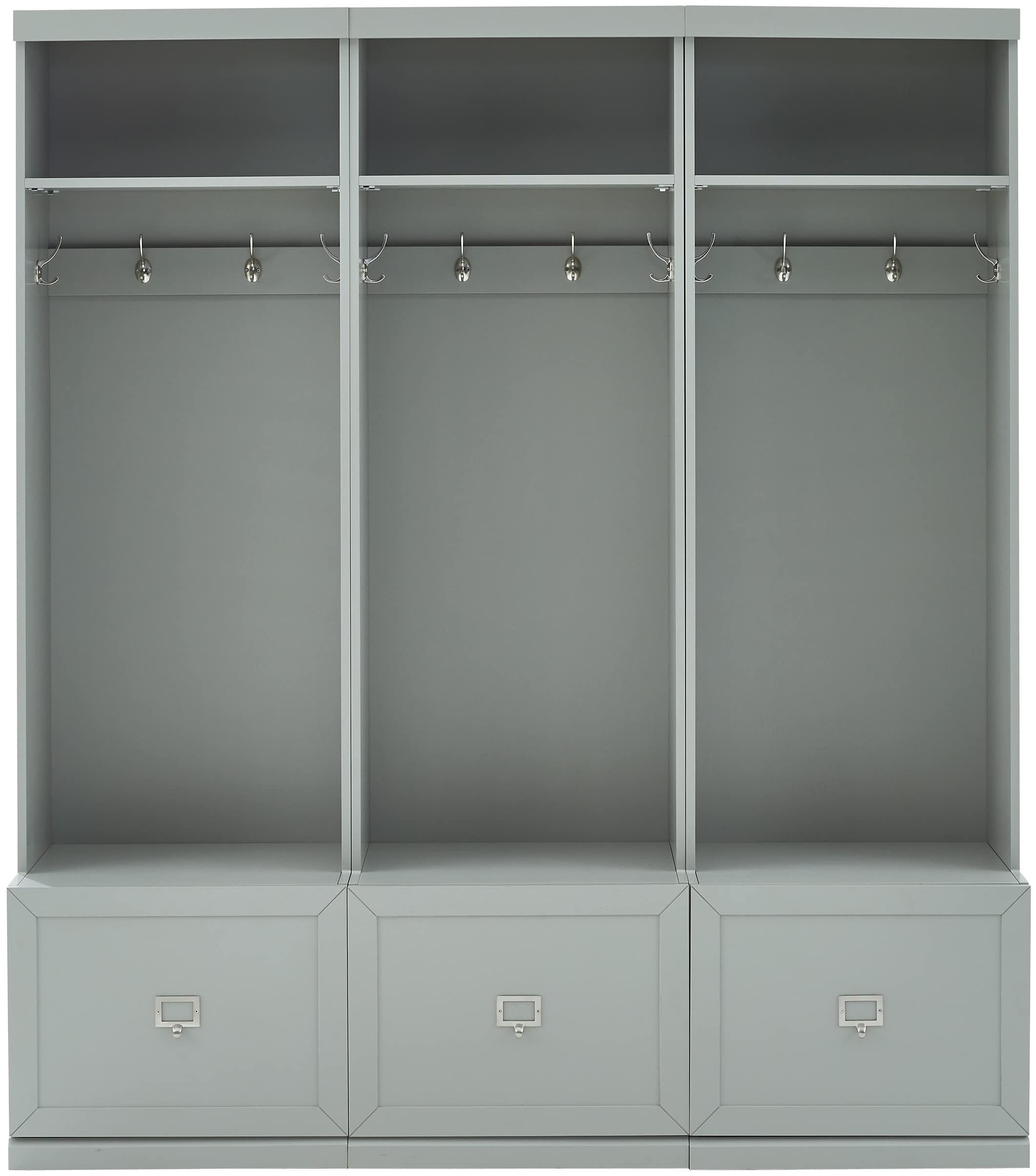 Crosley Furniture Harper 3-Piece Hall Tree Entryway Set with Storage Bench and Coat Rack Hooks for Hanging, Gray