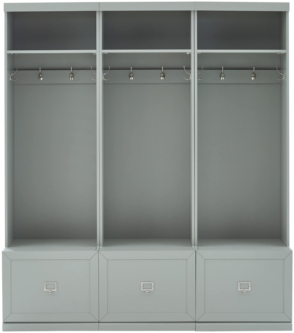 Crosley Furniture Harper 3-Piece Hall Tree Entryway Set with Storage Bench and Coat Rack Hooks for Hanging, Gray