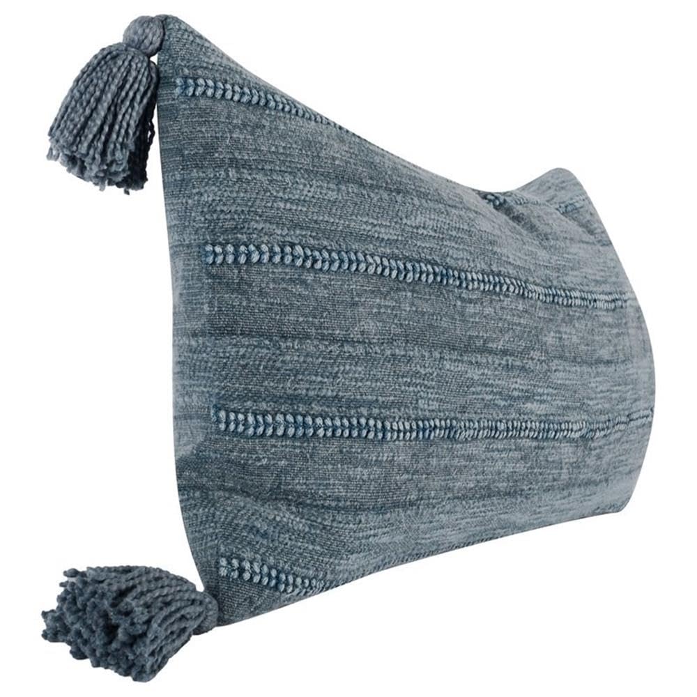 Kosas Home Desi 14X26 Transitional Cotton And Linen Fabric Throw Pillow In Blue