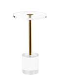 Artmaze Clear Acrylic End Table,Side Table,Brushed Brass Metal,Round,for Office, Living Room and Bedroom,Easy Assembly,12x12 inc