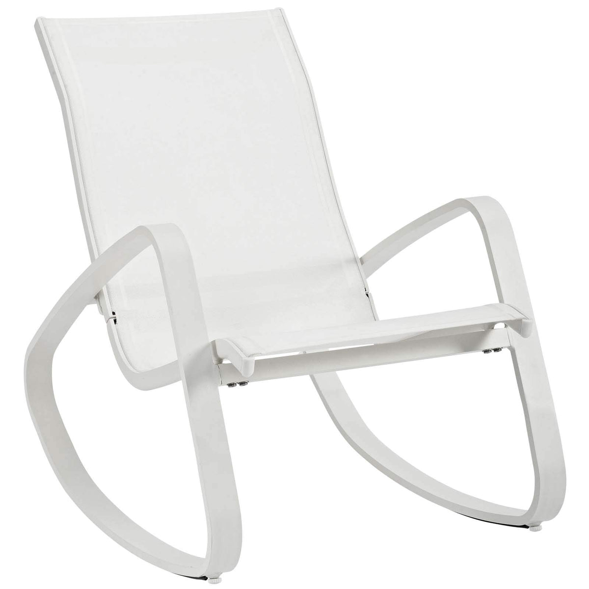 Modway Traveler Outdoor Patio Aluminum Mesh Rocking Sling Lawn Chair Glider In White White