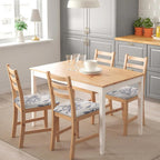 Searchi Waterproof Seat Covers For Dining Chairs, 4 Pack Stretch Dining Room Chair Seat Covers, Kitchen Chair Seat Covers Protectors(Beige And Blue Flower)