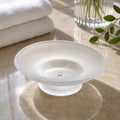 Pure Source India Stylish Durable Round Shape Design Glass Frosted Soap Dish for Hand Cleanser, Body Wash, Bathroom Shower Use (