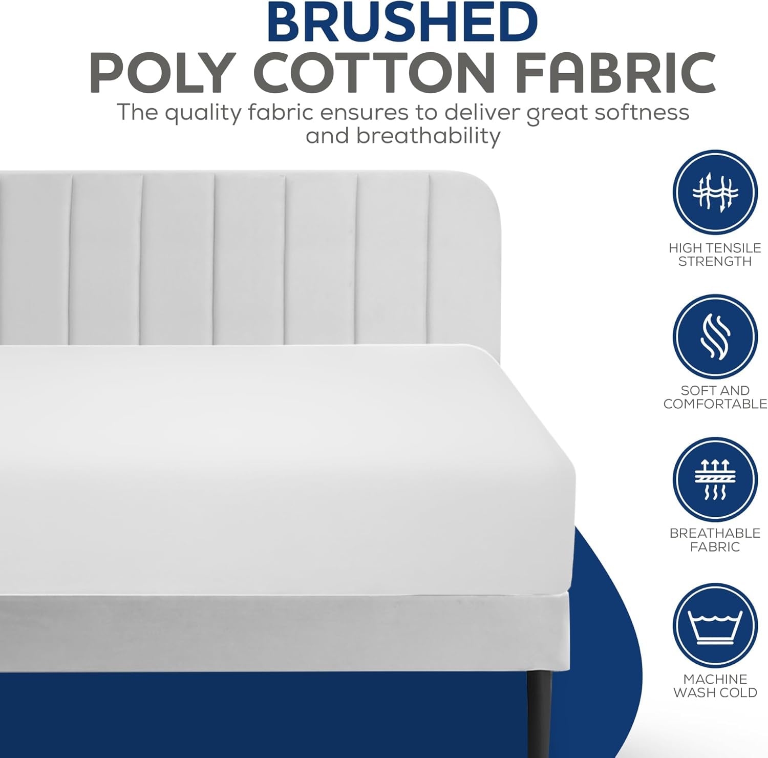 Linteum Textile (1 Pack, 36X80X9 In, White) Percale Twin Fitted Sheets, 180 Thread Count