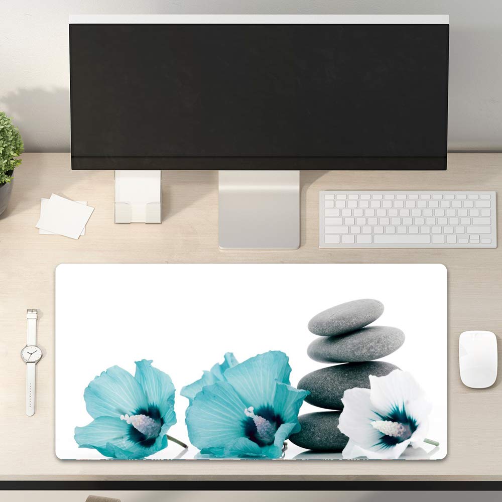 Qiyi Desk Pad, Non-Slip Pu Leather Desk Blotter Protector, Kids Floral Print Waterproof Computer Desk Mat, Thick Home & Office L