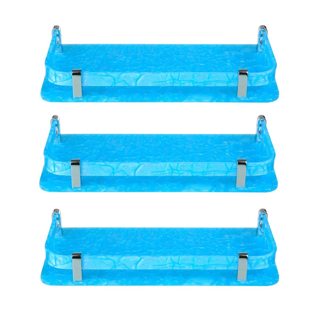 STIMULUS Acrylic Wall Mount Bathroom Shelf with Marble Patti Marble Blue Size6x18 (Set of 3 pcs)