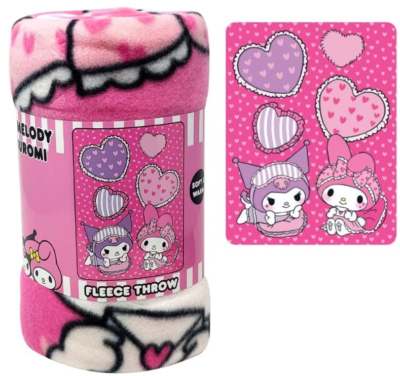 SANRIO My Melody Kuromi Fleece Throw Blanket  45x60 Pink Soft Blanket