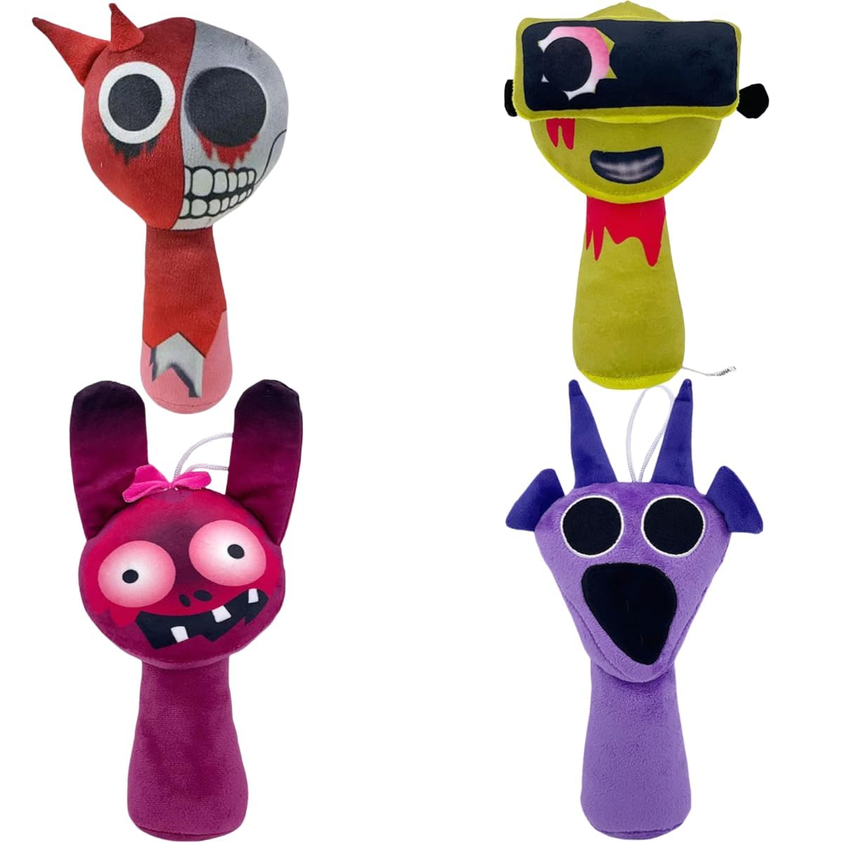 Sprunki Plush,10In Sprunki Game Plush, Realistic Cute Soft Stuffed Animal Doll Pillos Game Fans Boy Girl Kids(Sprunki-4Pcs-2)