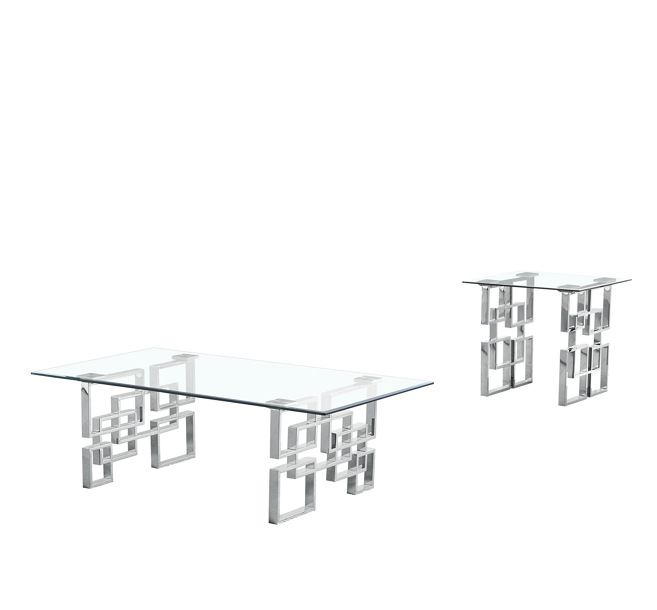 Best Quality Furniture CT233-4 Coffee Table Set, Silver