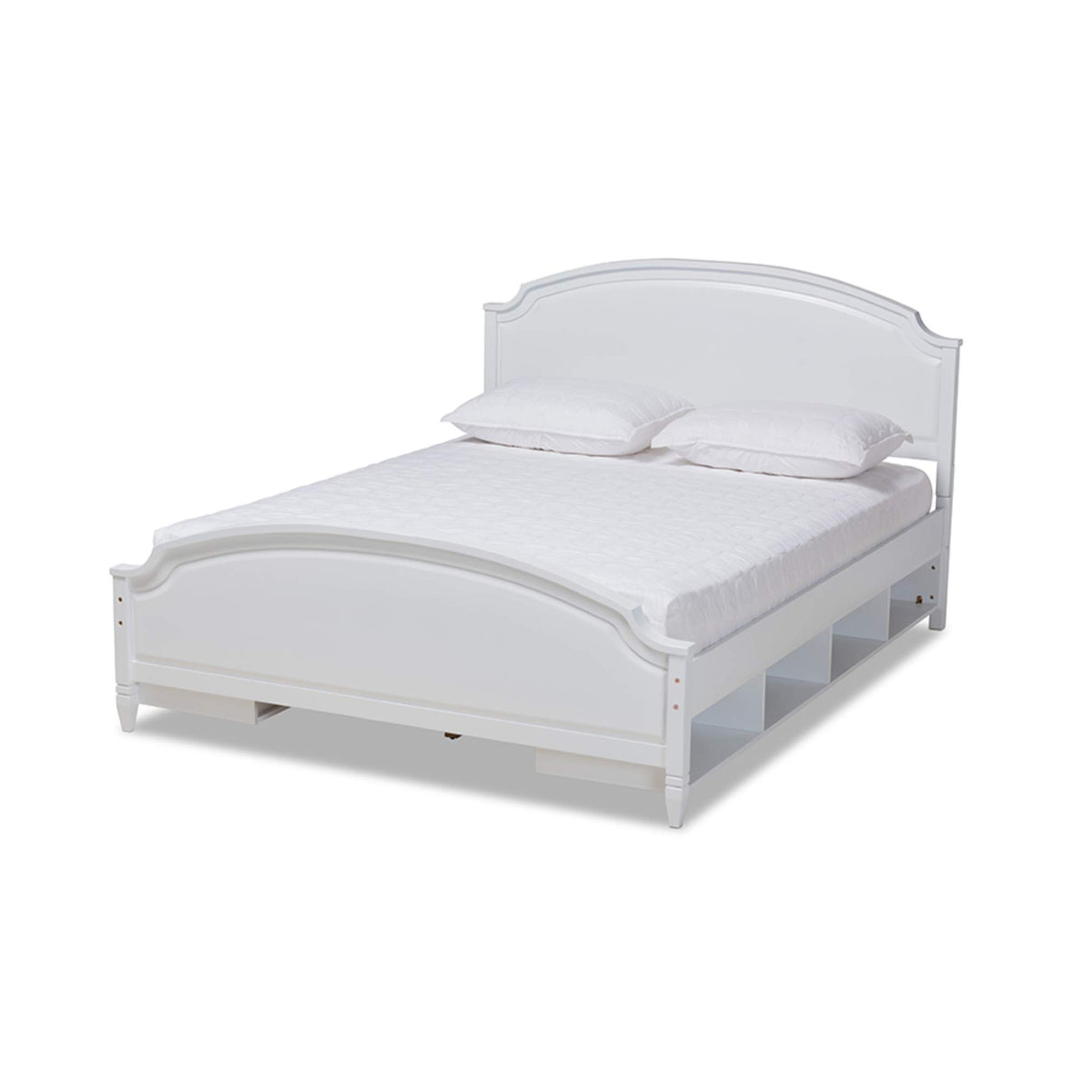 Baxton Studio Elise Classic and Traditional Transitional White Finished Wood Full Size Storage Platform Bed